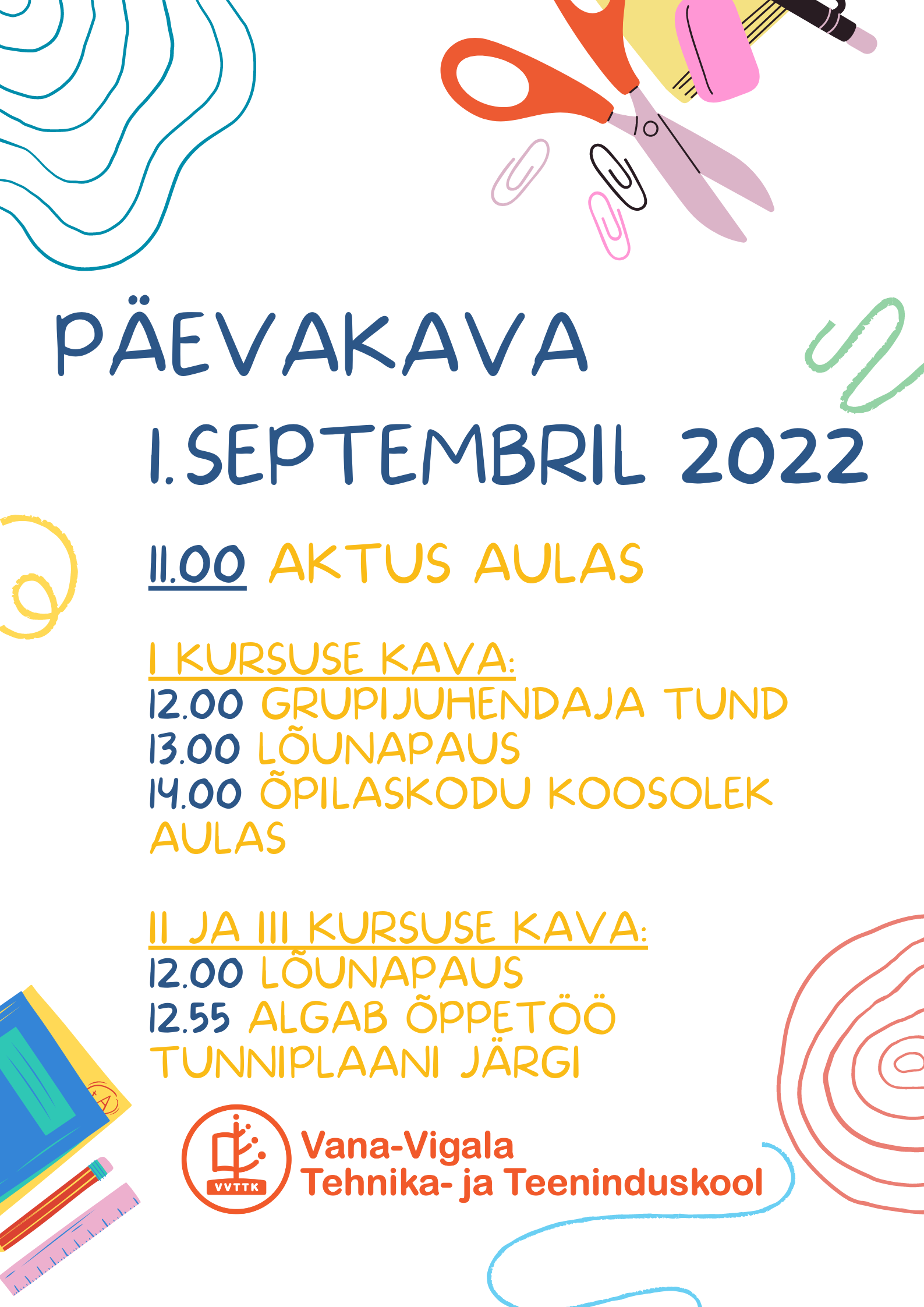 Päevakava 1. septembril 2022